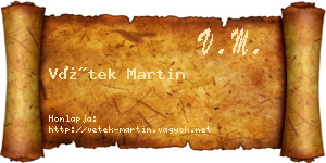 Vétek Martin névjegykártya